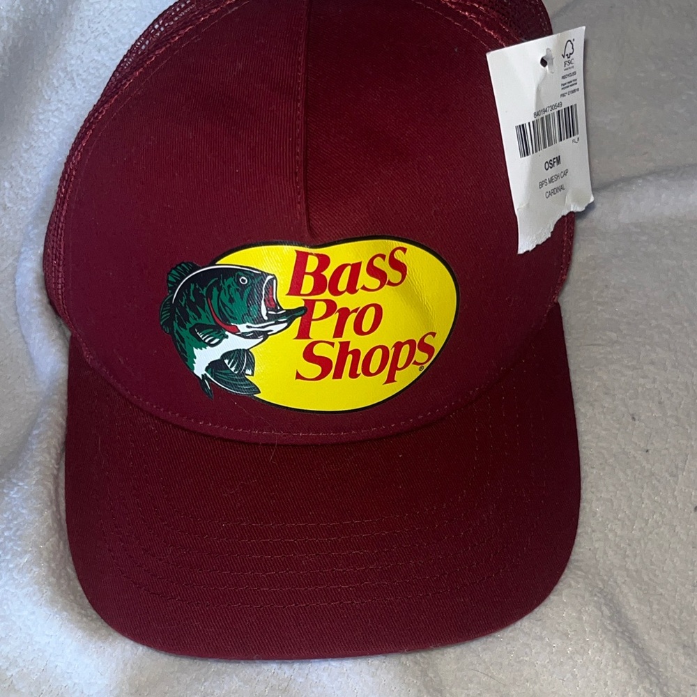 Bass Pro Shops Burgundy Red Fishing Cap NWT adjustable snap back.